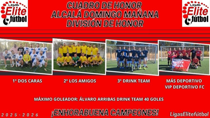 CUADRO DE HONOR ALCALÁ DOMINGOS MAÑANA DIVISIÓN DE HONOR